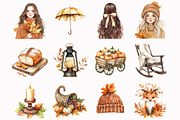 Watercolor Rustic Autumn Clipart, an Illustration by Design Market (Thumbnail 2 of 4)