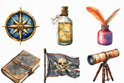 Watercolor Piratecore Clipart Bundle, an Illustration by Craft Nest (Thumbnail 5 of 6)