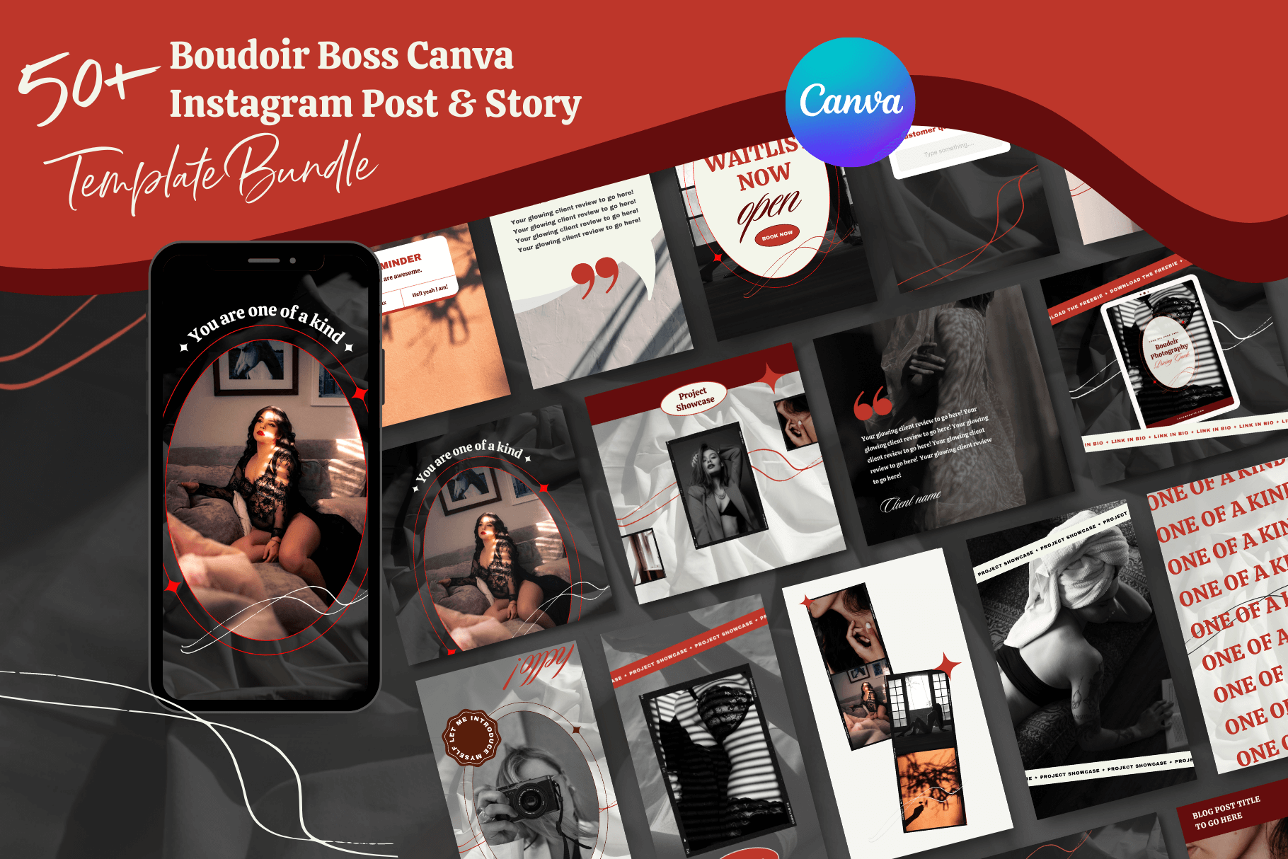 Dark Instagram Templates for Canva, a Social Media Template by Kurly ...