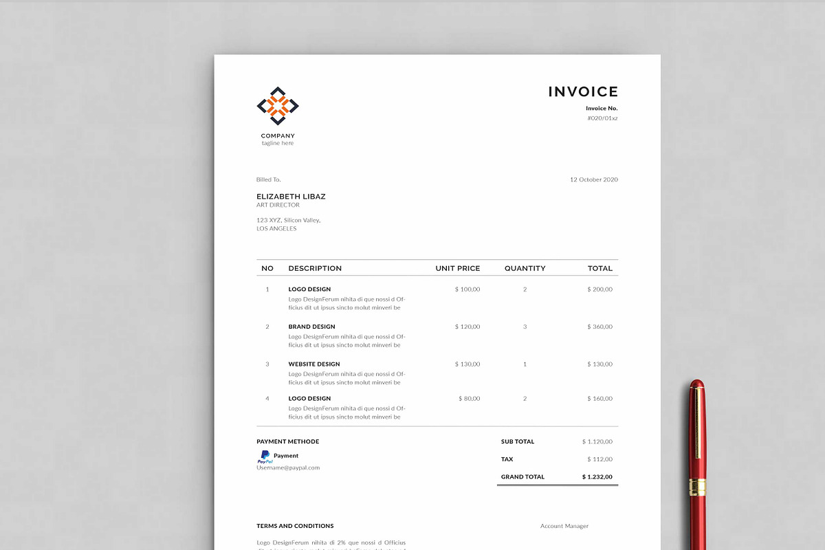 Letterhead + Invoice, a Stationery Template by Peunayah (Photo 2 of 2)