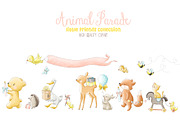 Woodland animals parade clipart, an Animal Illustration by Magic Story Studio (Thumbnail 5 of 6)