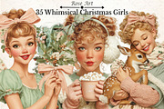 Whimsical Christmas Fairy Clipart, a Seasonal Illustration by Rose Art (Thumbnail 1 of 6)