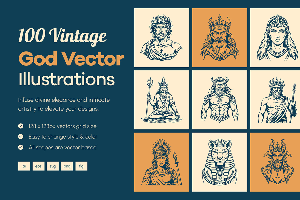 Vintage God Vector Illustration, a Person Illustration by Creative Stall (Photo 1 of 8)