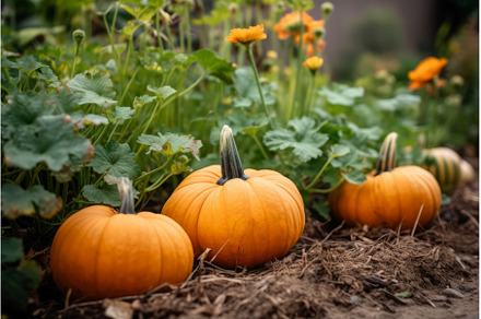 Pumpkins growing in farming garden, an Animal Photo by Ylivdesign