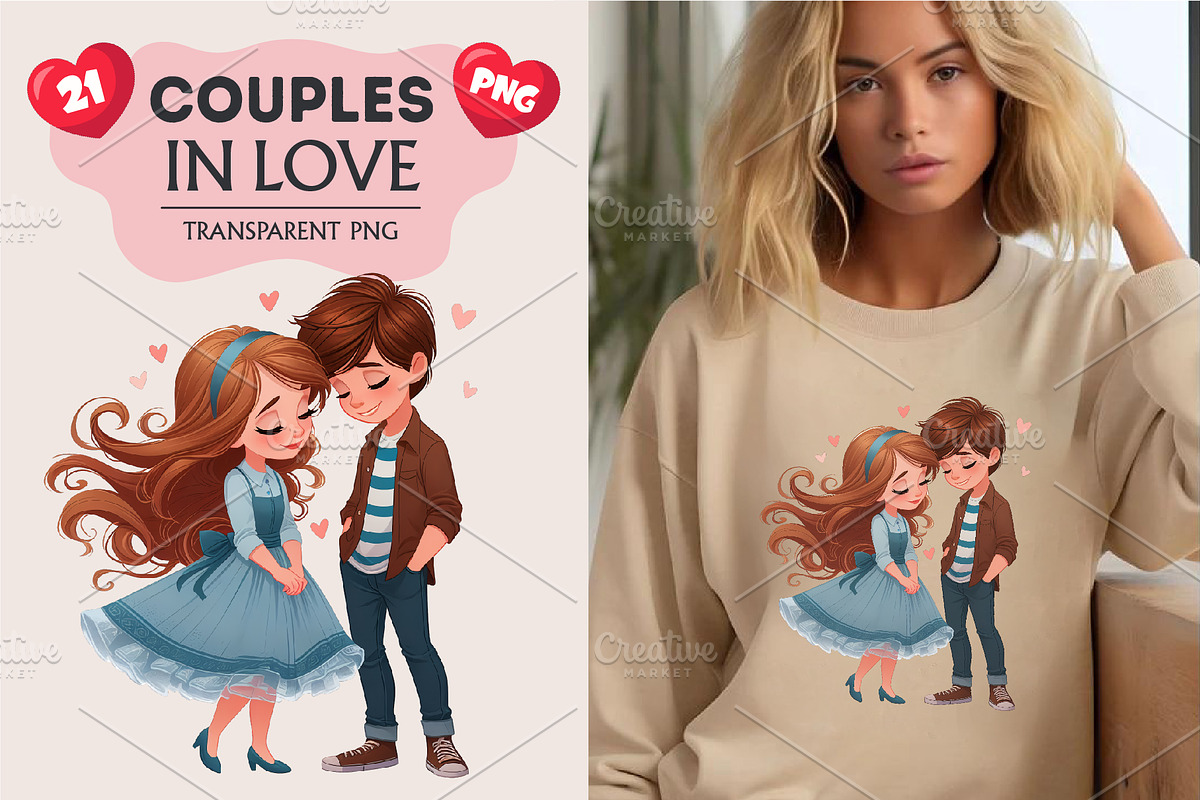 Cute cartoon couples in love., a Person Illustration by KENO Mascots (Photo 5 of 8)