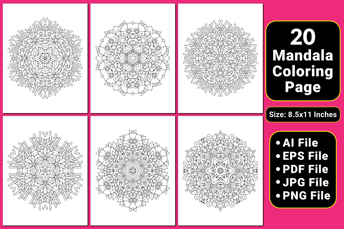 Mandala Coloring Book Pages, a Pattern Graphic by mirajeee (Photo 2 of 4)