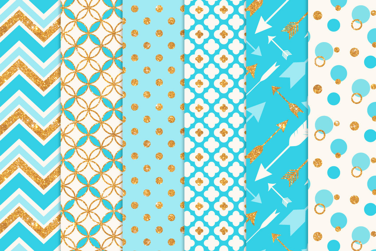 Tropical Blue Glitter Patterns, a Pattern Graphic by Amanda Ilkov (Photo 2 of 3)