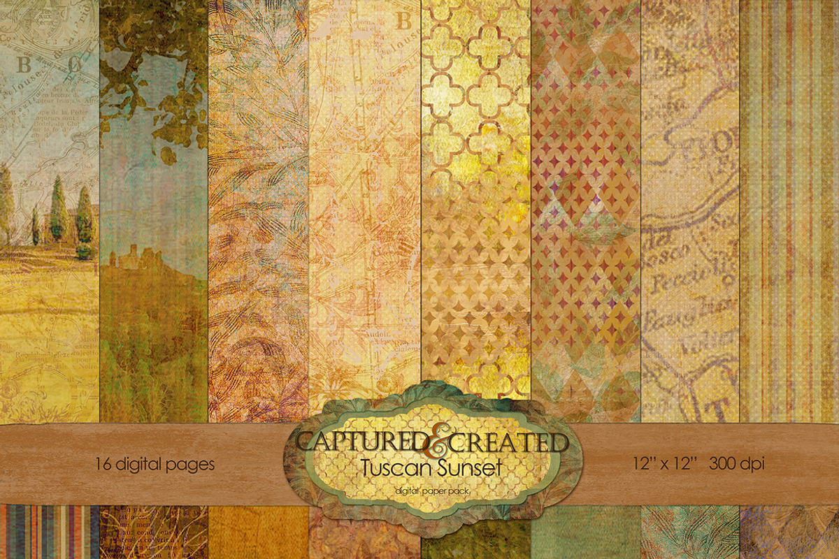 Tuscan Sunset Digital Paper Pack -16