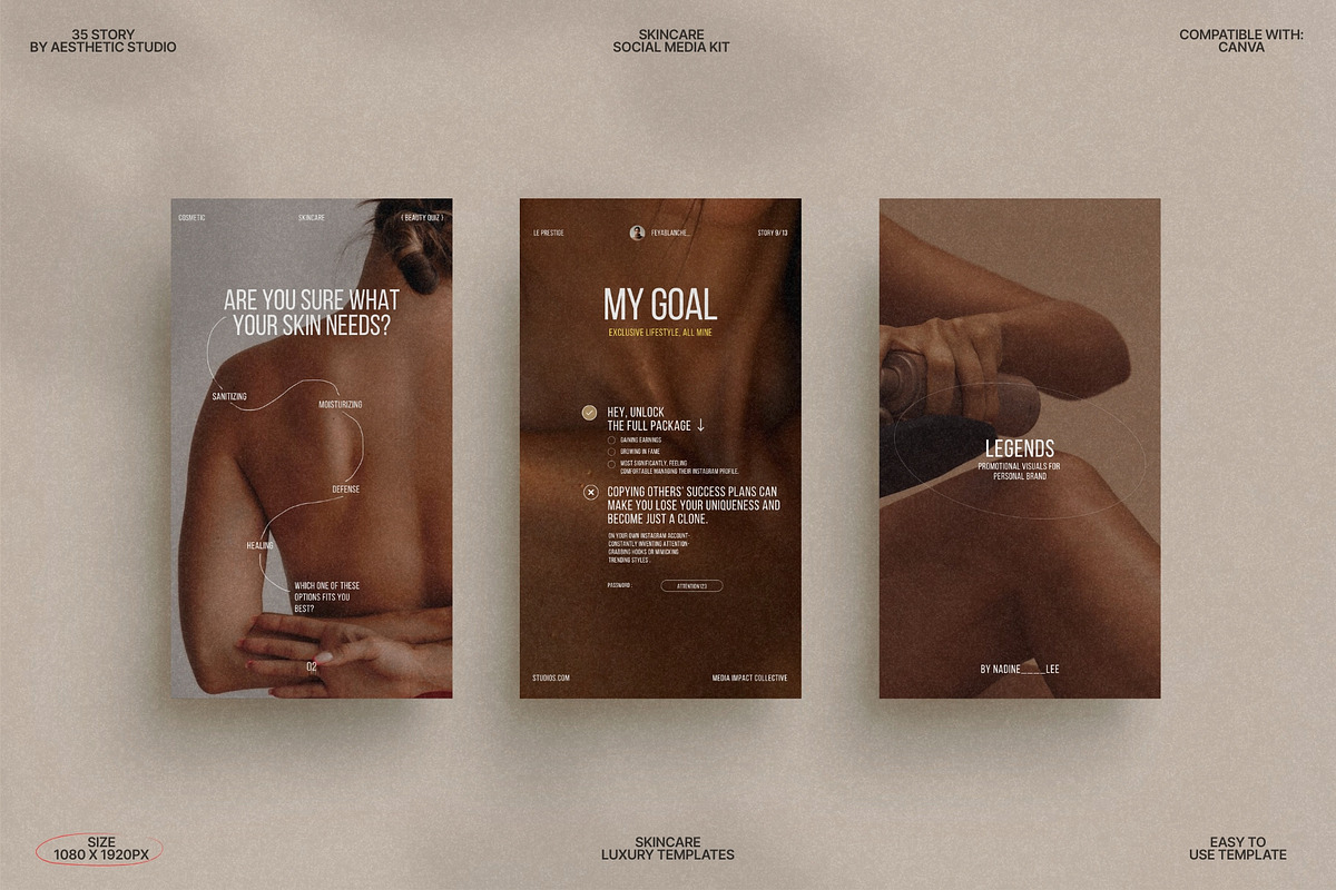 Minimal Skincare Stories Canva preview 2