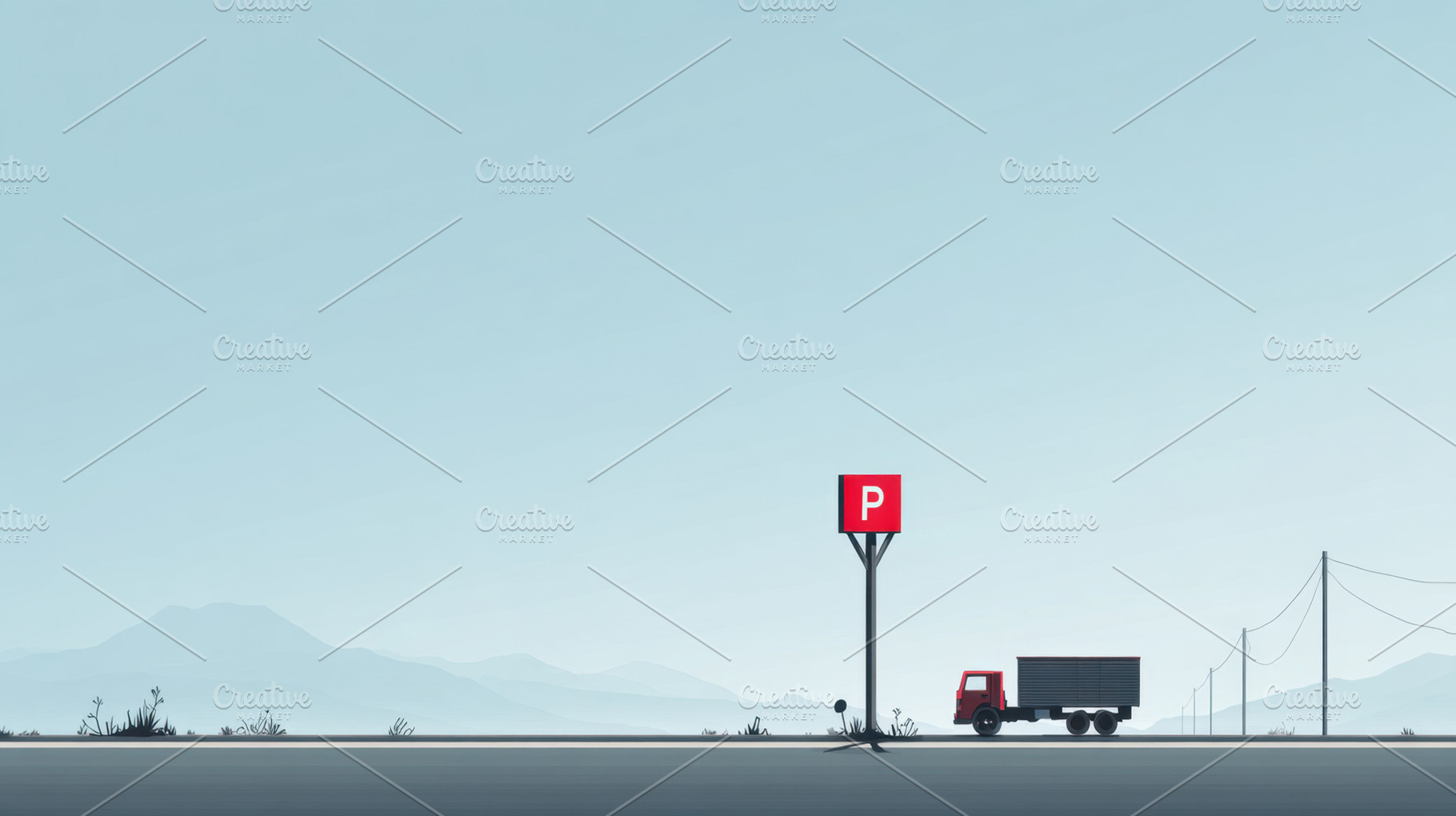 Truck parks by roadside sign, a Photo by Beautiful things