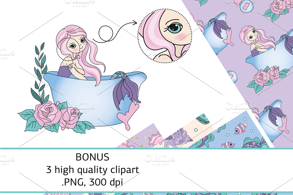 BEAUTY MERMAID, a Pattern Graphic by FARAWAYKINGDOM (Photo 3 of 4)