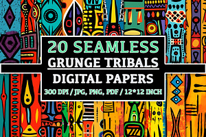 20 Seamless Grunge Tribal Patterns