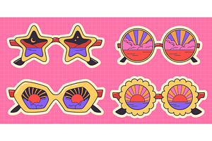 Retro sun glasses sticker designs, an Object Illustration by art PVP - market