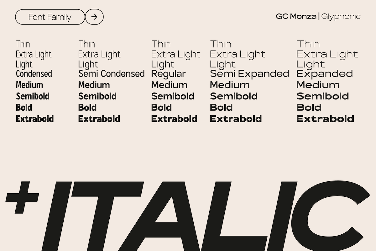 GC Monza - Complex Modern Sans, a Sans Serif Font by Glyphonic (Photo 5 of 31)