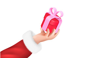 3d santa hand holding gift. Isolated, an Object Illustration by Stock-Smart-Start