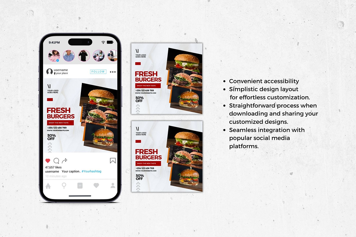 Burger Fast Food Canva Template, a Templates & Theme by MK Creatives (Photo 2 of 3)