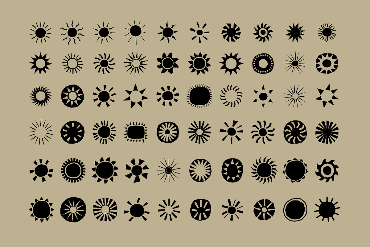 60 Hand drawn vector Suns, an Object Illustration by aivos (Photo 5 of 6)