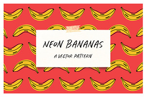 Neon Bananas Repeat Vector Pattern