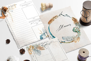 Planner With Feathers, Boho Style