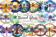 Round Dragonfly Stained Glass Clipar, an Illustration by CreationArt (Thumbnail 1 of 5)