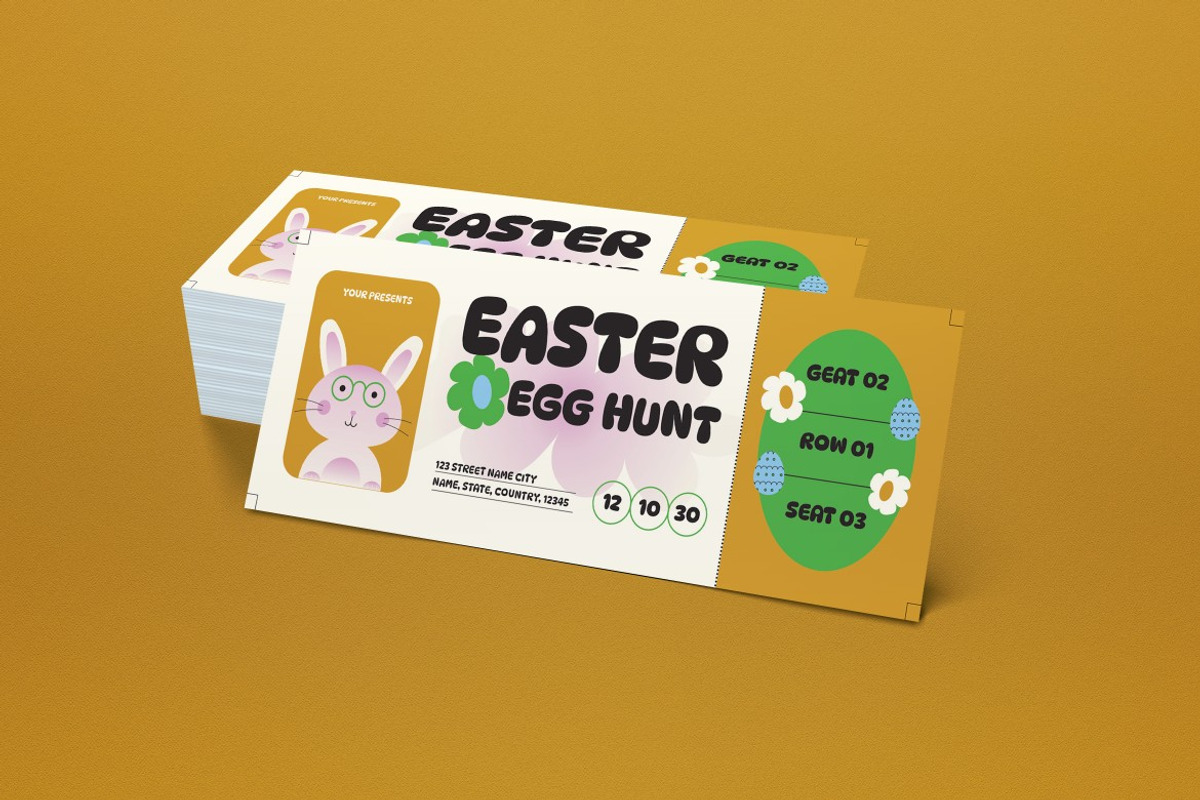Red Purple Easter Egg Hunt Ticket, a Card Template by graphicook (Photo 2 of 3)
