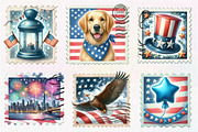 4th of July Postage Stamps Clipart, an Illustration by CreationArt (Thumbnail 3 of 5)