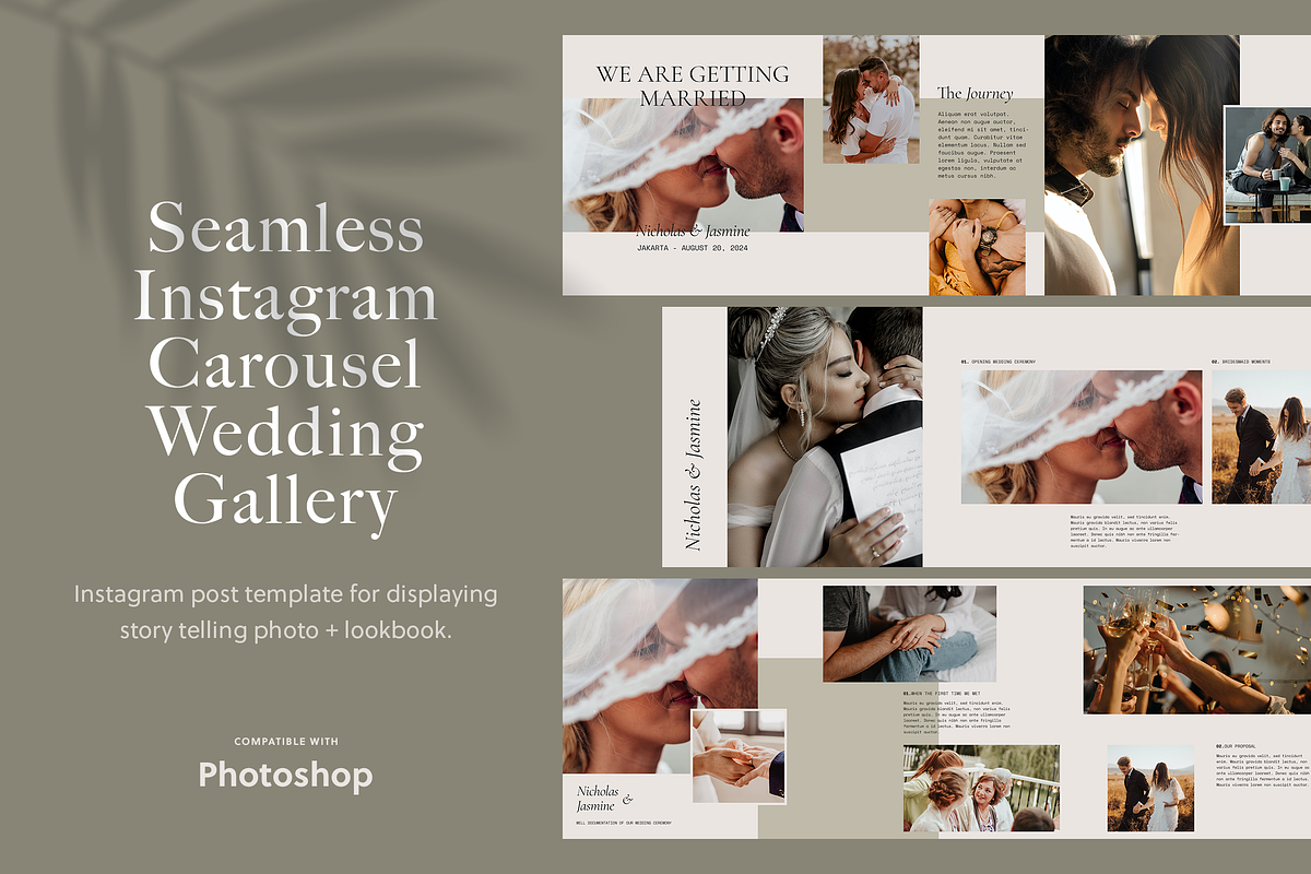 Seamless Instagram Carousel Wedding, a Social Media Template by Typology (Photo 1 of 5)