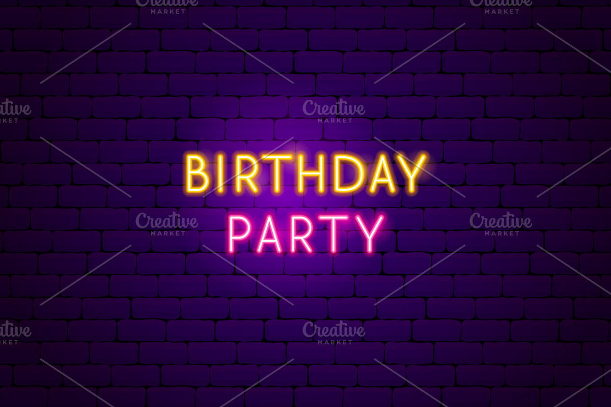 Happy Birthday Vector Neon Icons, an Outline Icon by Anna_leni (Photo 7 of 8)