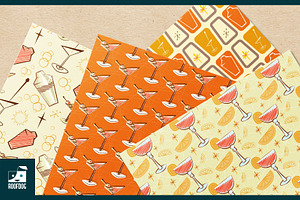 Orange Cocktail Shaker Digital Paper