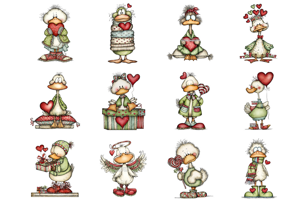 Valentine Day Duck Clipart, an Illustration by Design Market (Photo 3 of 3)