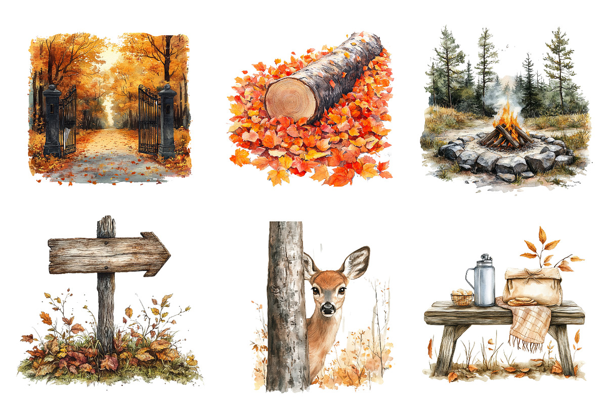 Autumn Nature Walk Clipart, an Illustration by CreationArt (Photo 2 of 5)