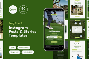 Golf Coach Instagram Canva Templates