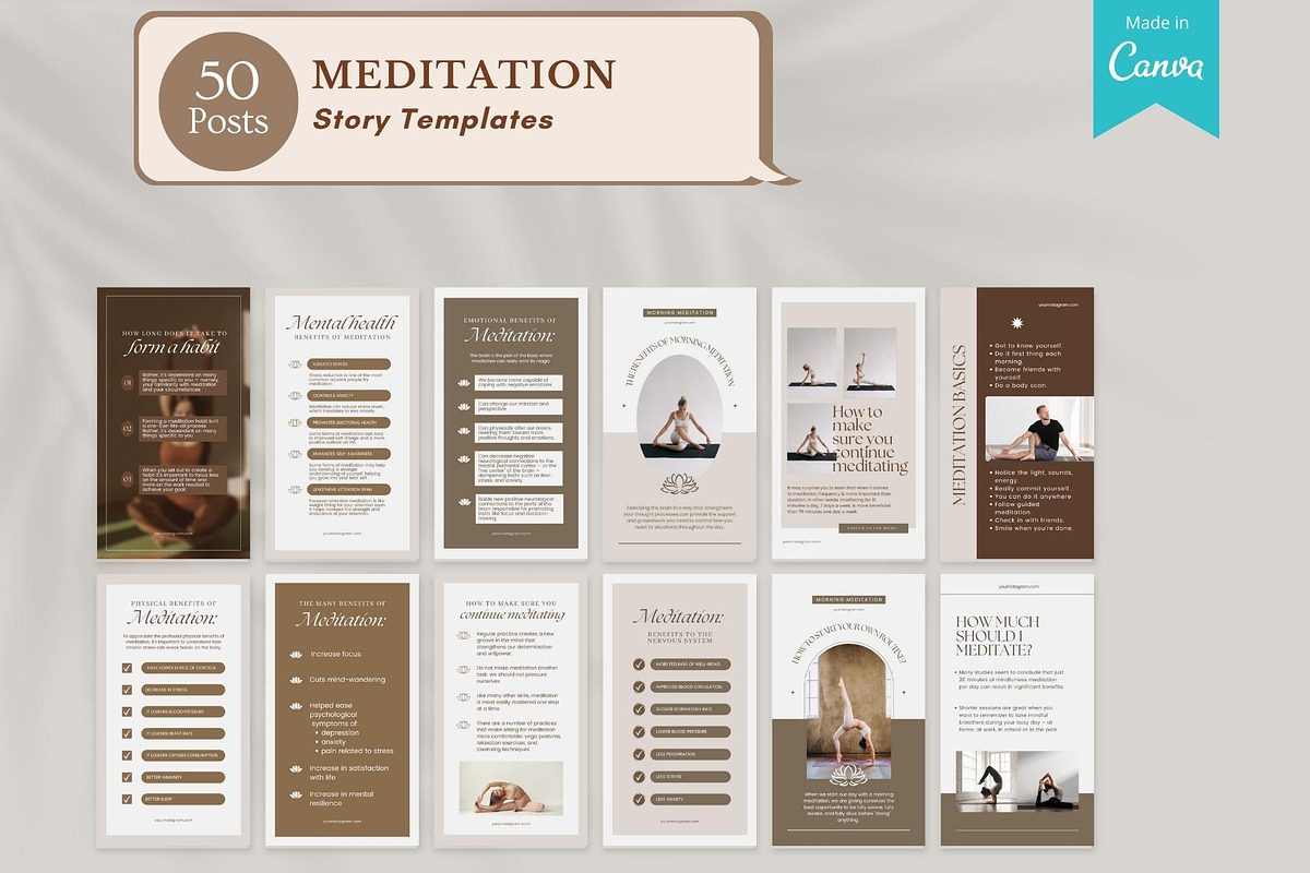 Meditation Canva Templates, a Social Media Template by Viral Content Design (Photo 8 of 15)