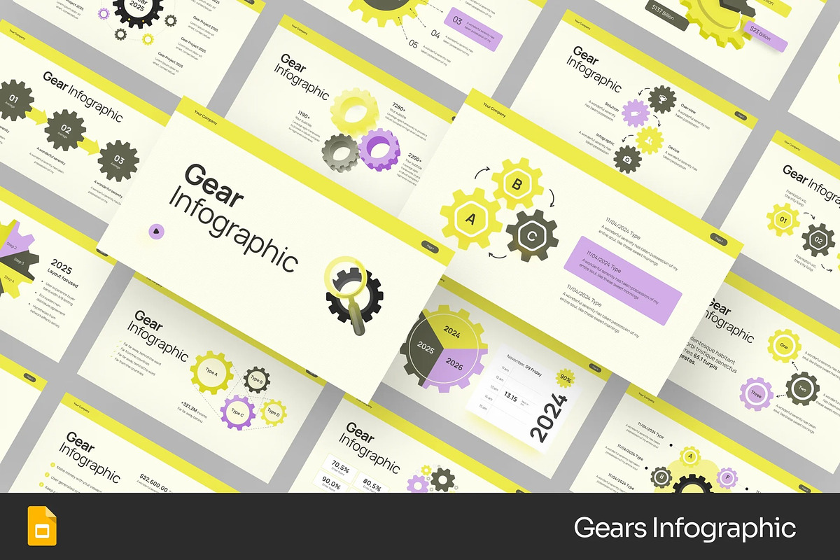 Gears Infographic GSlides, PPoint, a Presentation Template by Fit-tee (Photo 1 of 2)