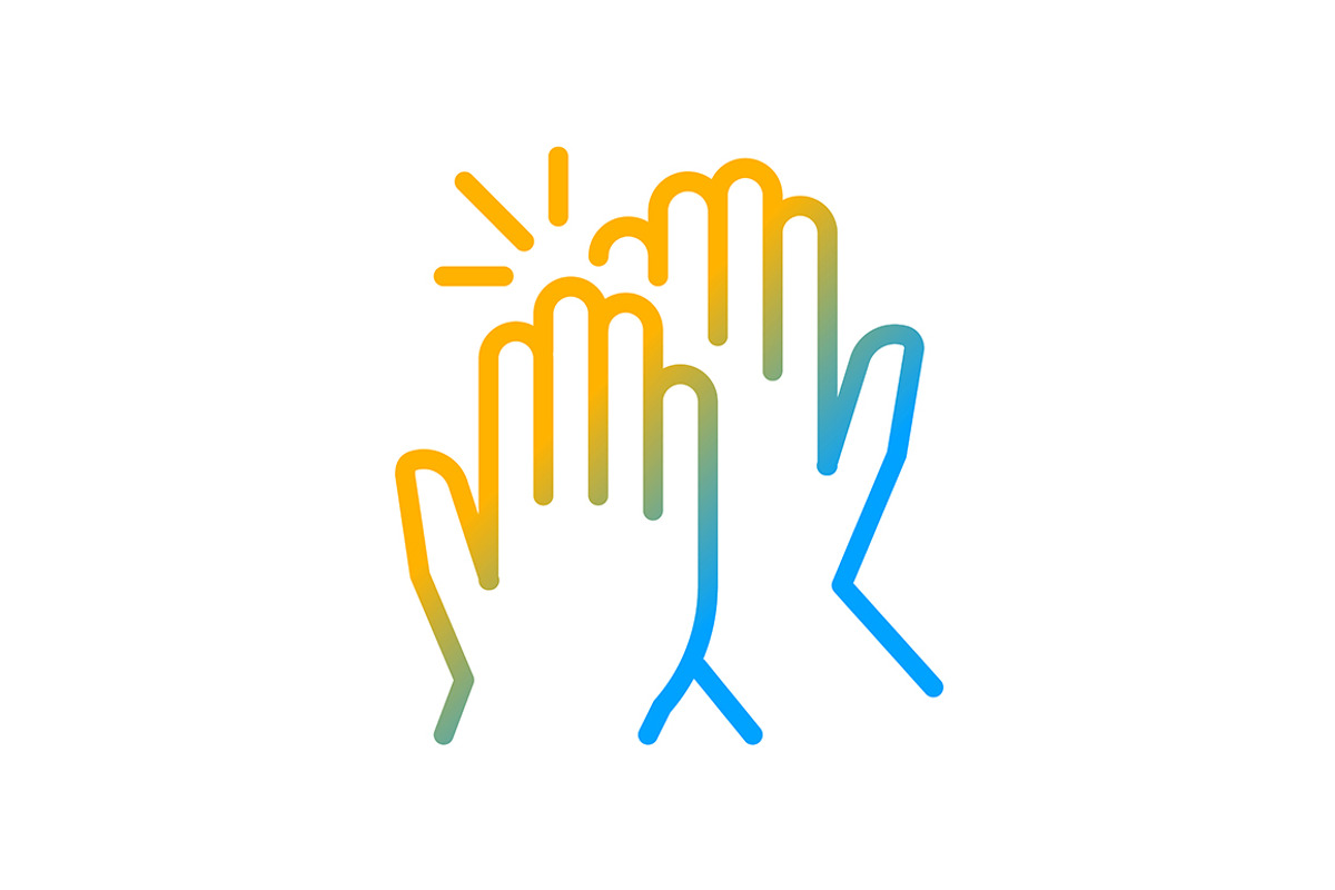 High five gradient linear icon, an Outline Icon by IMG Visuals