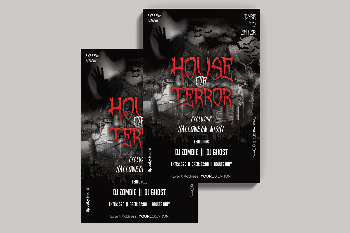 House of Terror PSD Flyer Template, a Flyer Template by Naim Selmani (Photo 3 of 3)