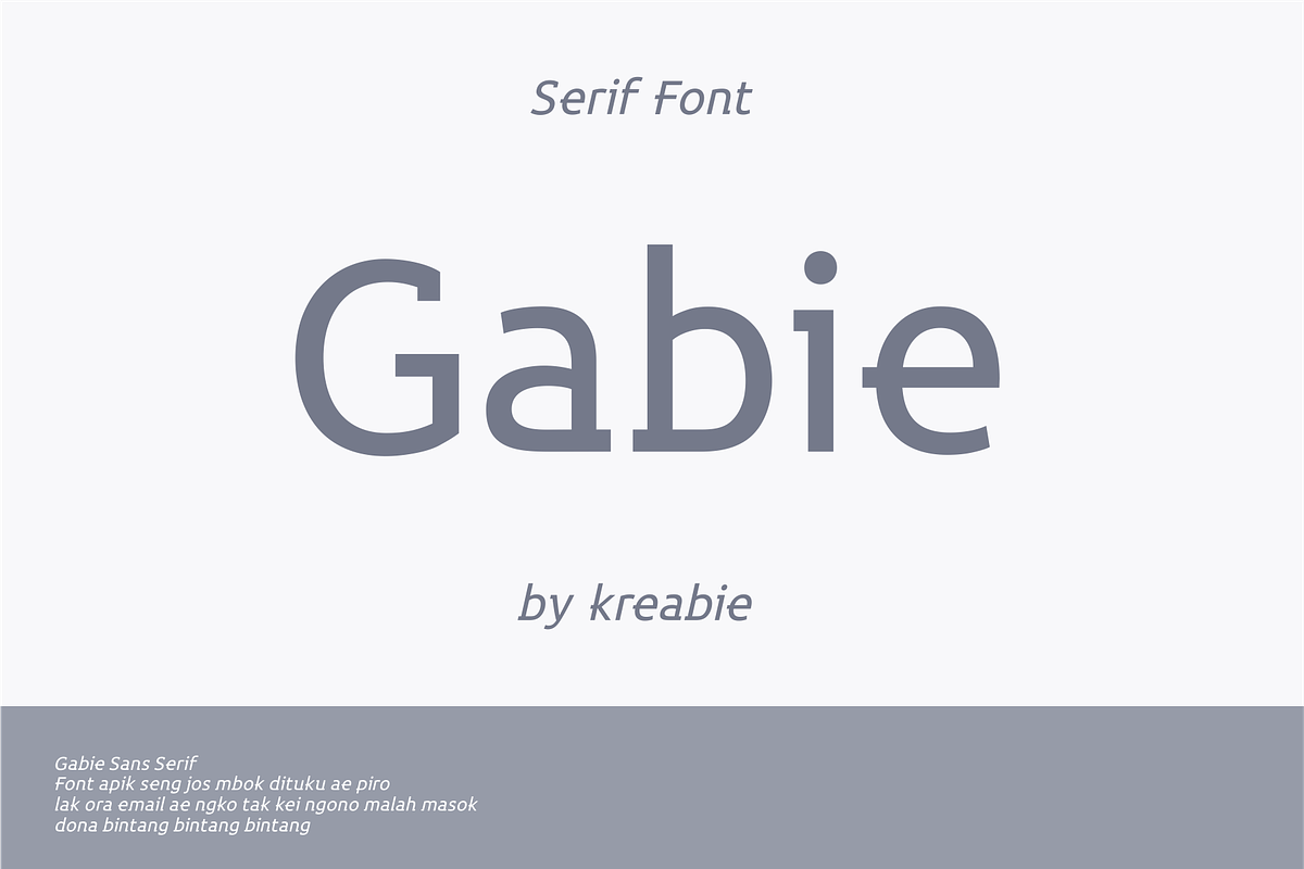 Gabie Sans Serif Font, a Sans Serif Font by Kreabie (Photo 1 of 5)