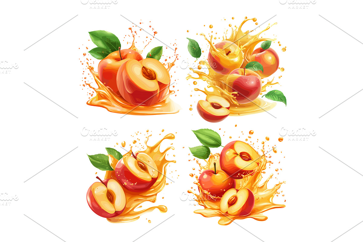 Juice peach cartoon concepts, a Food Illustration by Onyx