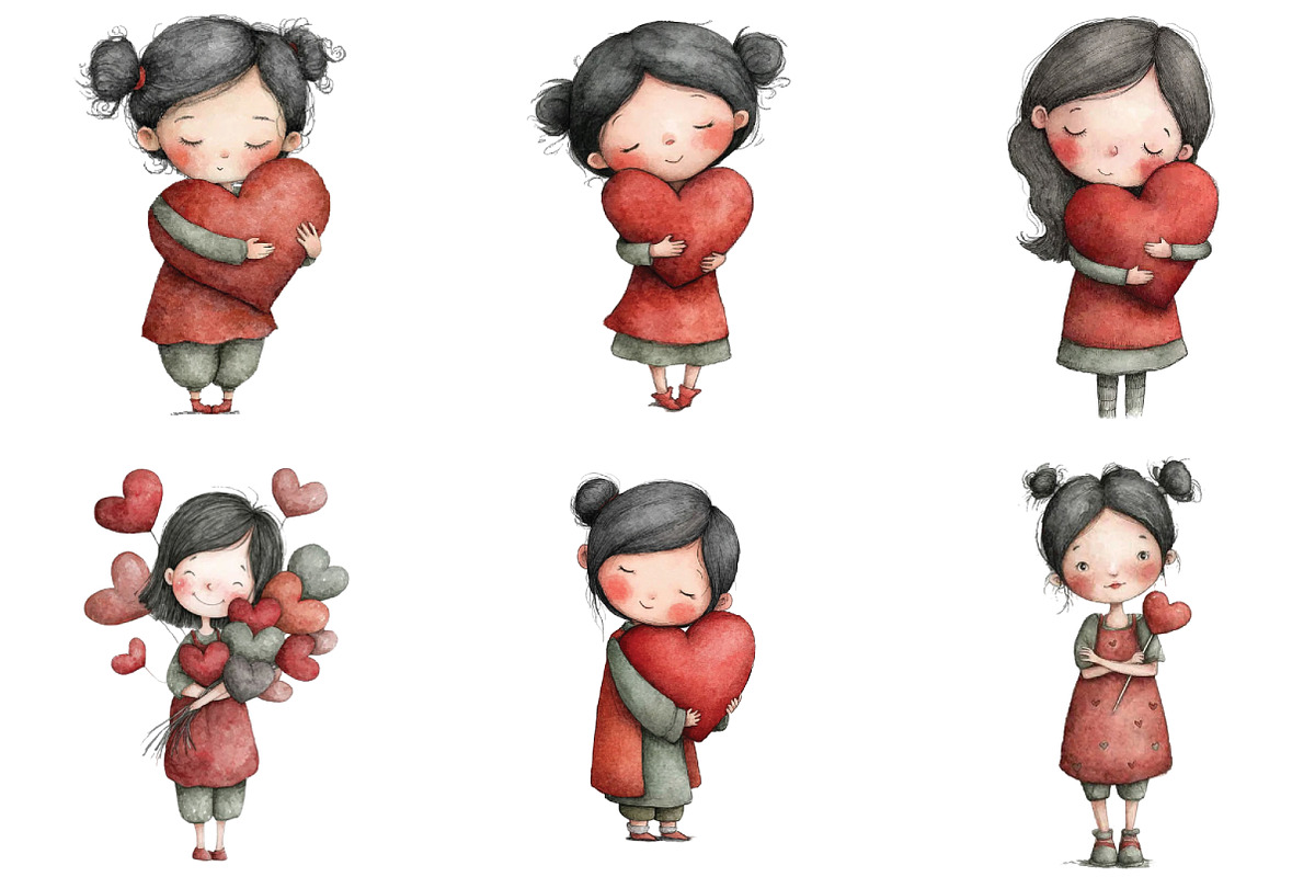 Whimsical Valentine’s Day Girl Clipa, an Illustration by CraftArtStudio (Photo 4 of 6)