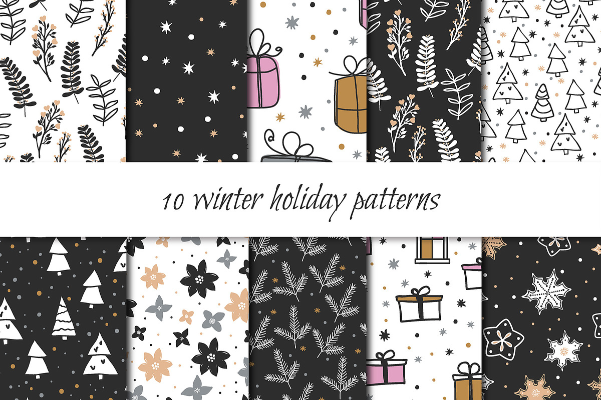 Winter holiday patterns, a Pattern Graphic by Cozy pattern shop (Photo 1 of 3)