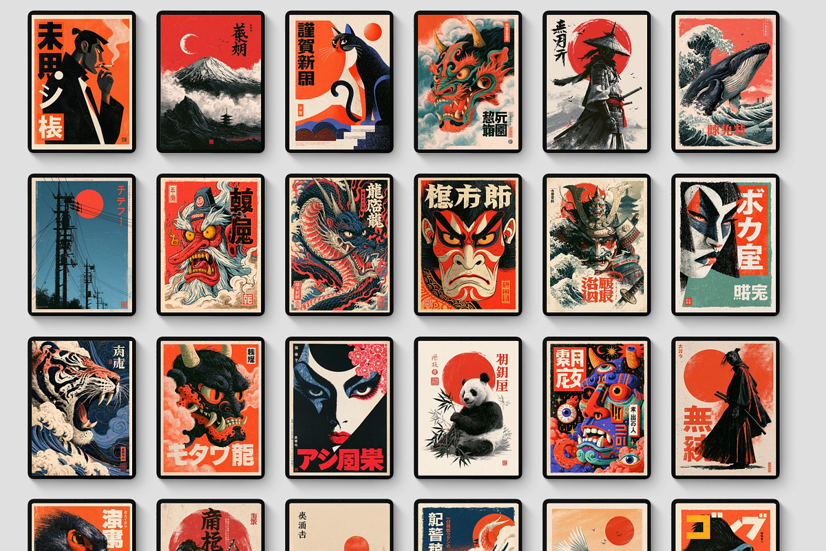 1000 Japanese Wall Art Prints Bundle, a Decorative Illustration by Selenique Studio (Photo 12 of 12)