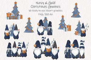 Navy & Gold Hygge Christmas Gnomes