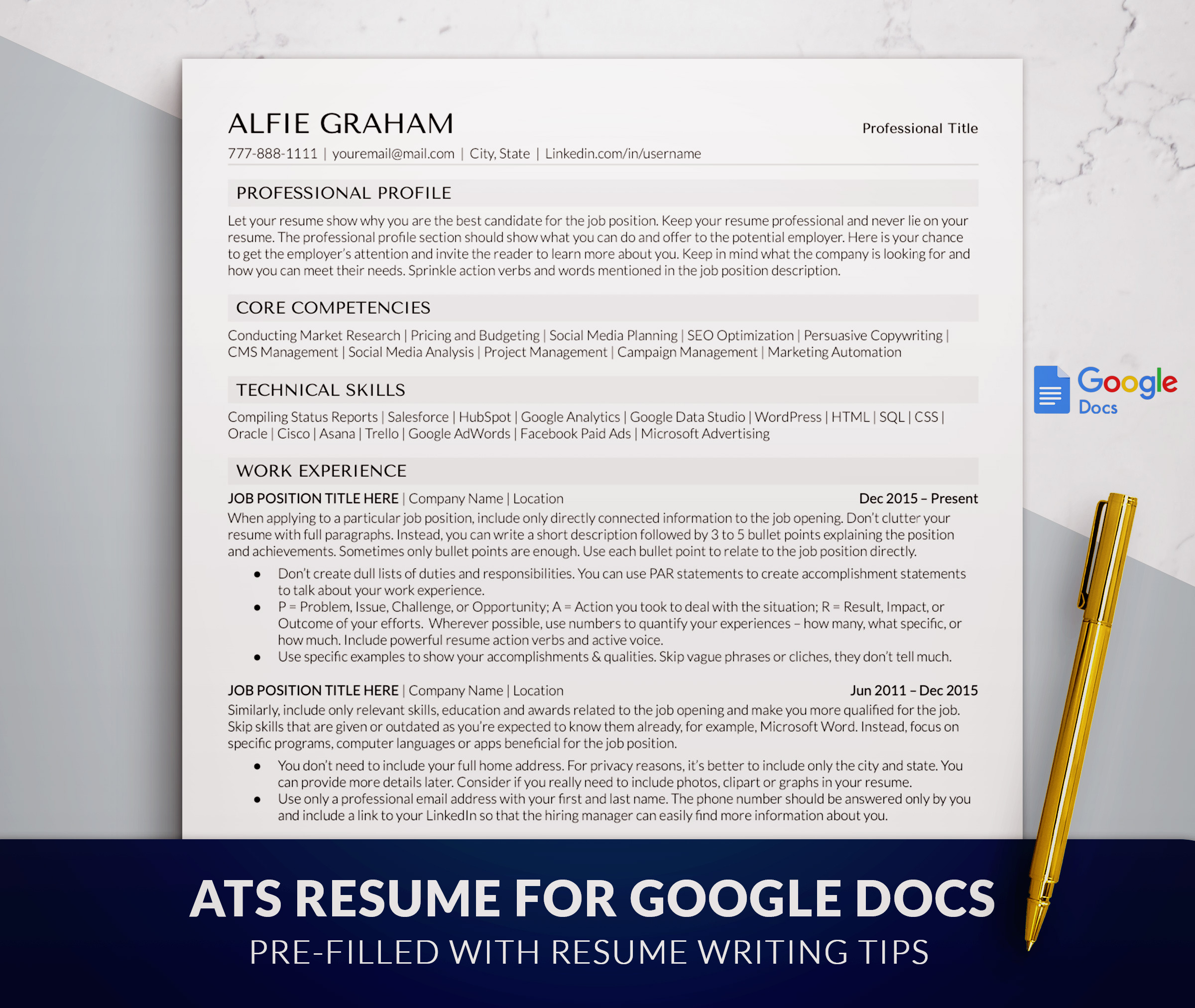 Simple Resume Template Google Docs