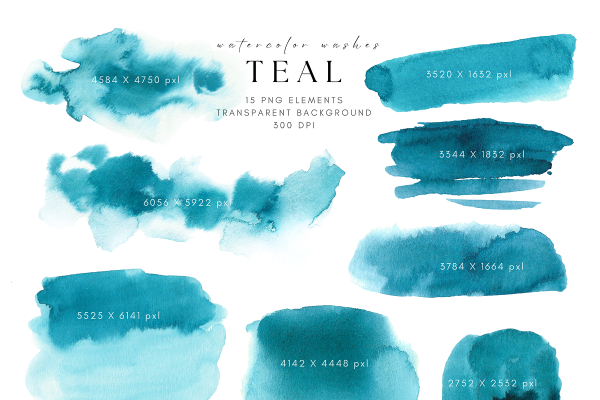 Teal Blue Watercolor Washes, a Texture Graphic by Kolorata Art (Photo 2 of 5)