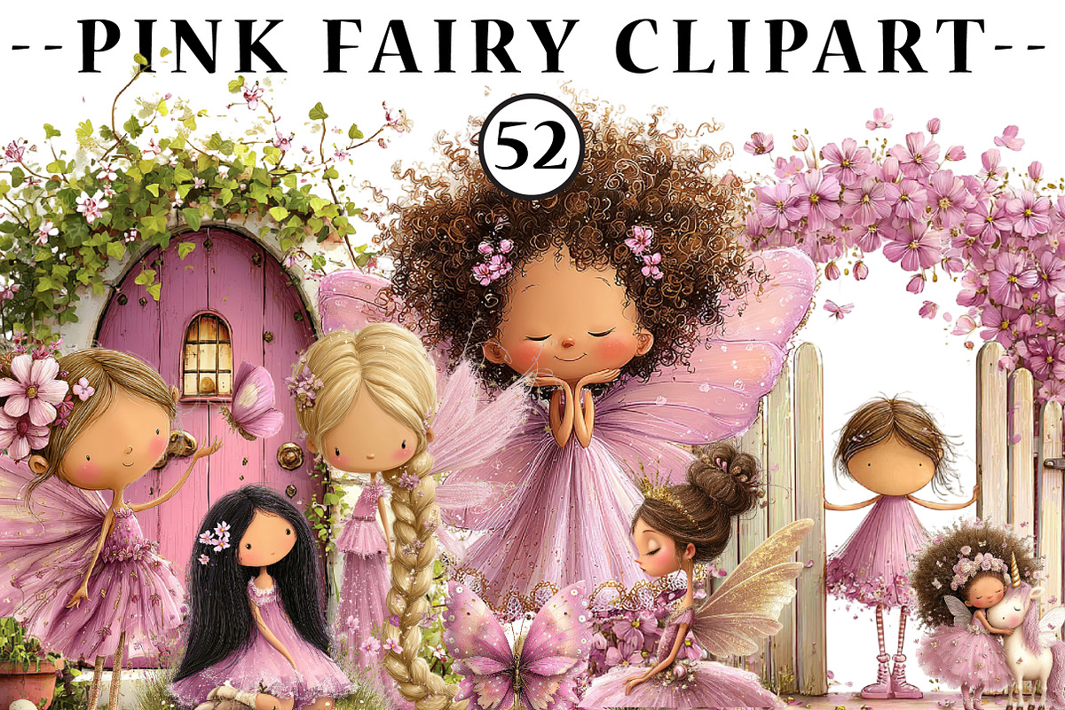 Pink fairy clipart2, an Illustration by CreationArt (Photo 1 of 5)