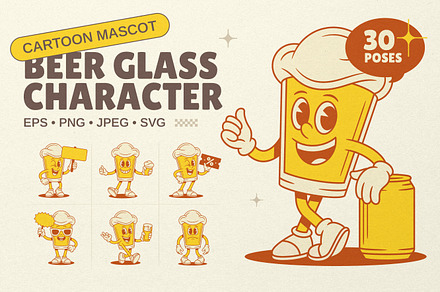 Beer Glass Cartoon Mascot Character