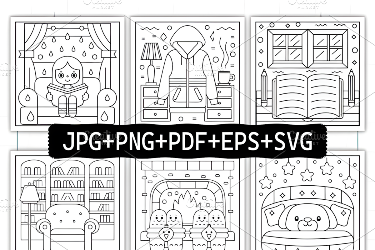 Comfy Cozy Routine Coloring Pages, a Decorative Illustration by Ink Gallery (Photo 2 of 9)