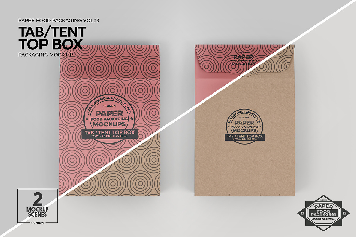Tab Tent Top Box Packaging Mockup, a Packaging Mockup by INCDesign