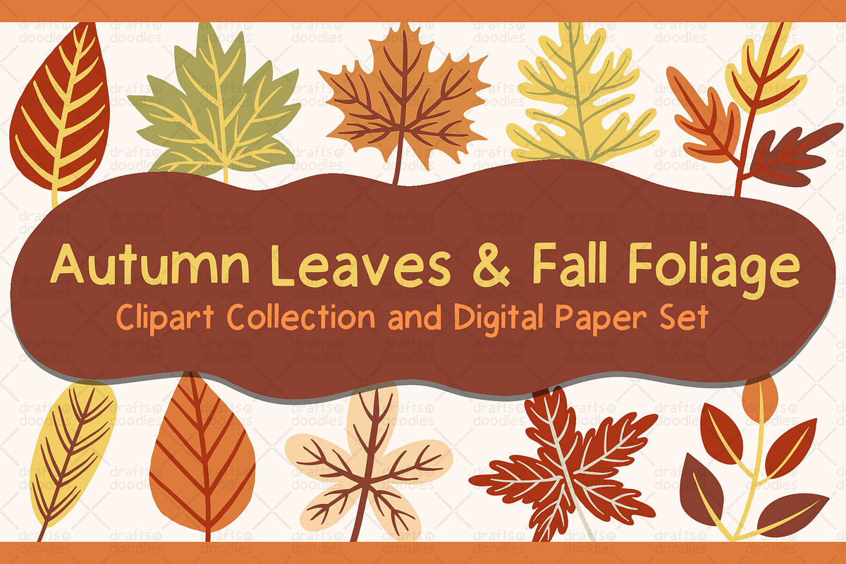 Autumn Leaves Clipart and Patterns, a Pattern Graphic by Drafts n Doodles (Photo 1 of 8)