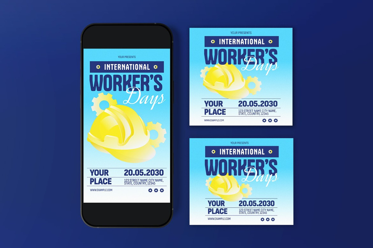 International Work Day Flyer Set, a Flyer Template by graphicook (Photo 3 of 3)